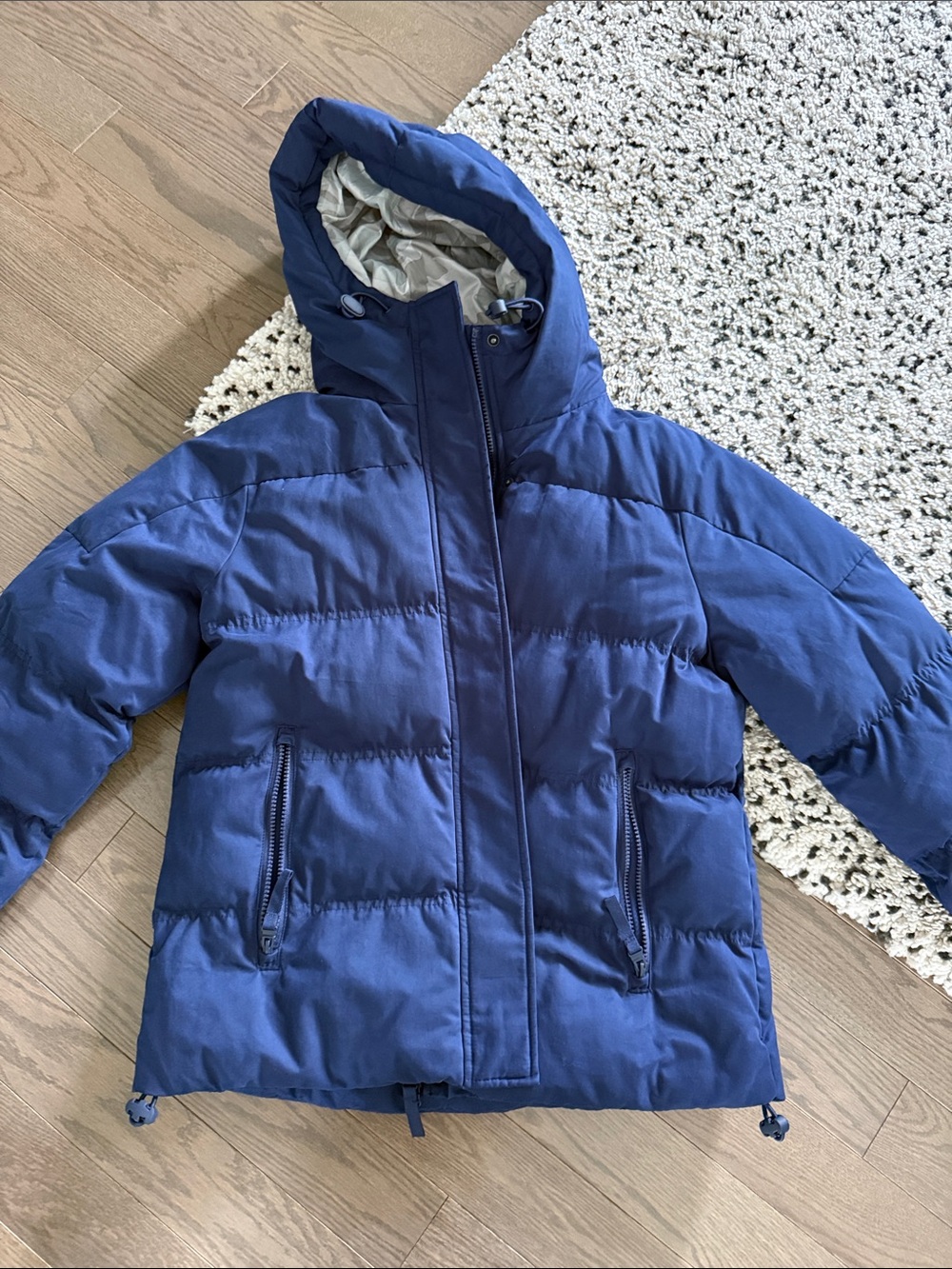 Navy Blue Hooded Puffer Jacket